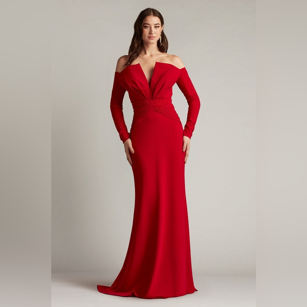 Tadashi Shoji Scarlet Off-Shoulder Gown